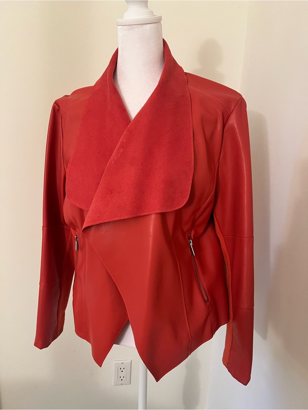 bagatelle Red Draped Leather Jacket